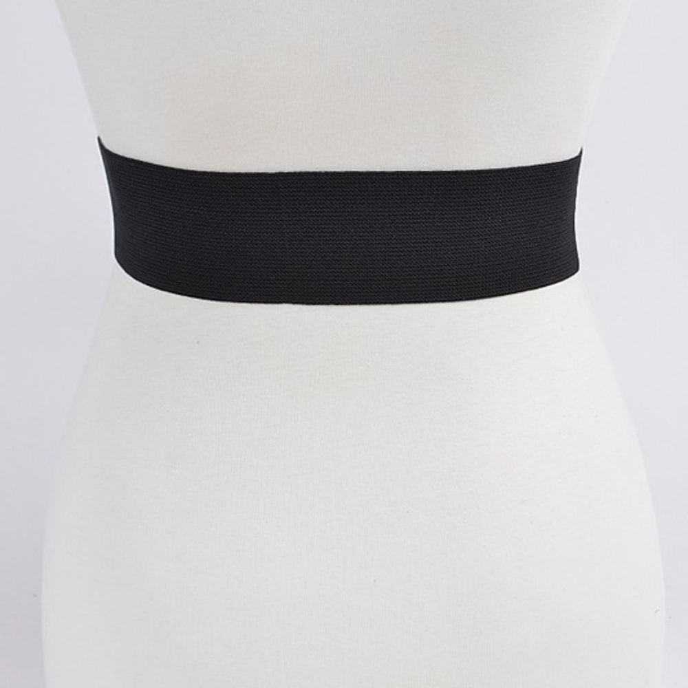 Black Stretch Belt with Gold Buckle with rhinestone - Picture 2 of 2